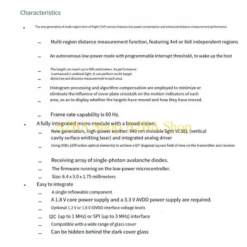 

A2BA Multi сценарий модуль обнаружения расстояния VL53L8 VL53L8CX для точного позиционирования в навигационной системе