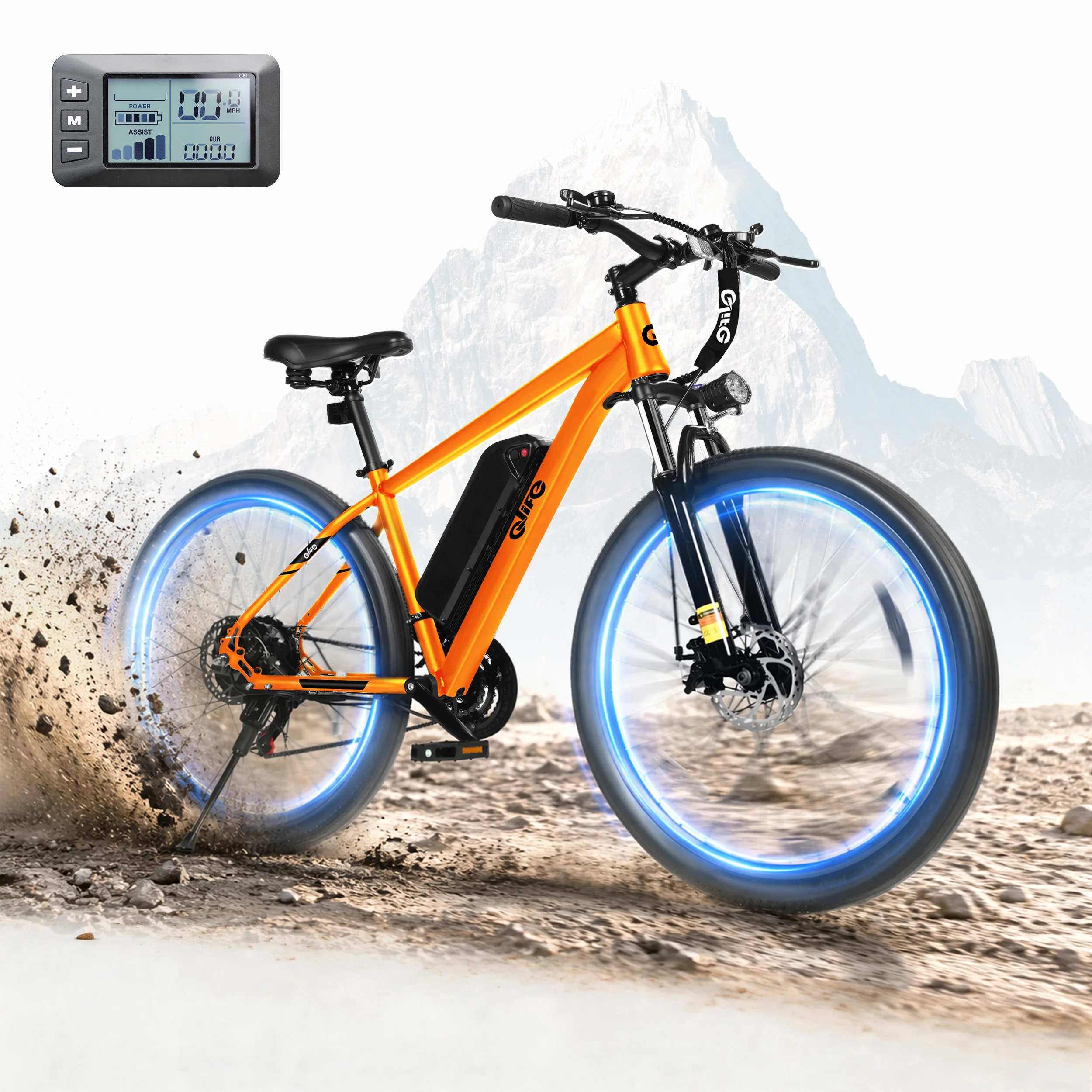 Qlife Racer Electric Bike for Adults, Peak 1200W 48V 10.4Ah,  27.5" Tire Electric Mountain Bike, 28MPH 55 Miles Off-road Electric Bicycle, 21-Speed image 2