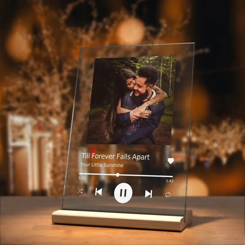 ส่วนบุคคลของขวัญเพลงแผ่นอะคริลิคเพลงแผ่นอัลบั้มที่กําหนดเองภาพครอบคลุม LED Night Light DIY คริสต์มาสของขวัญแฟนของขวัญ