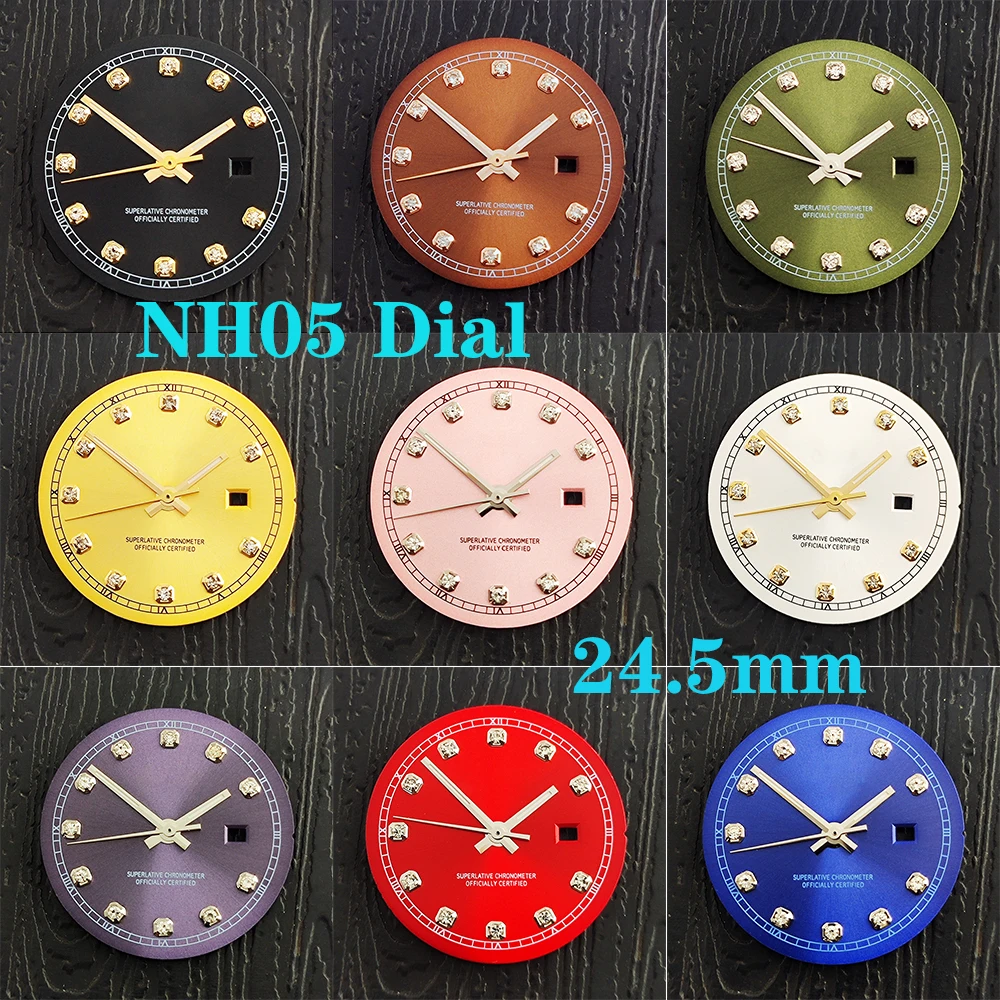 قرص ماسي للسيدات بشعار S مقاس 24.5 مم، مناسب لملحقات تعديل الساعة ذات الحركة الأوتوماتيكية اليابانية NH05