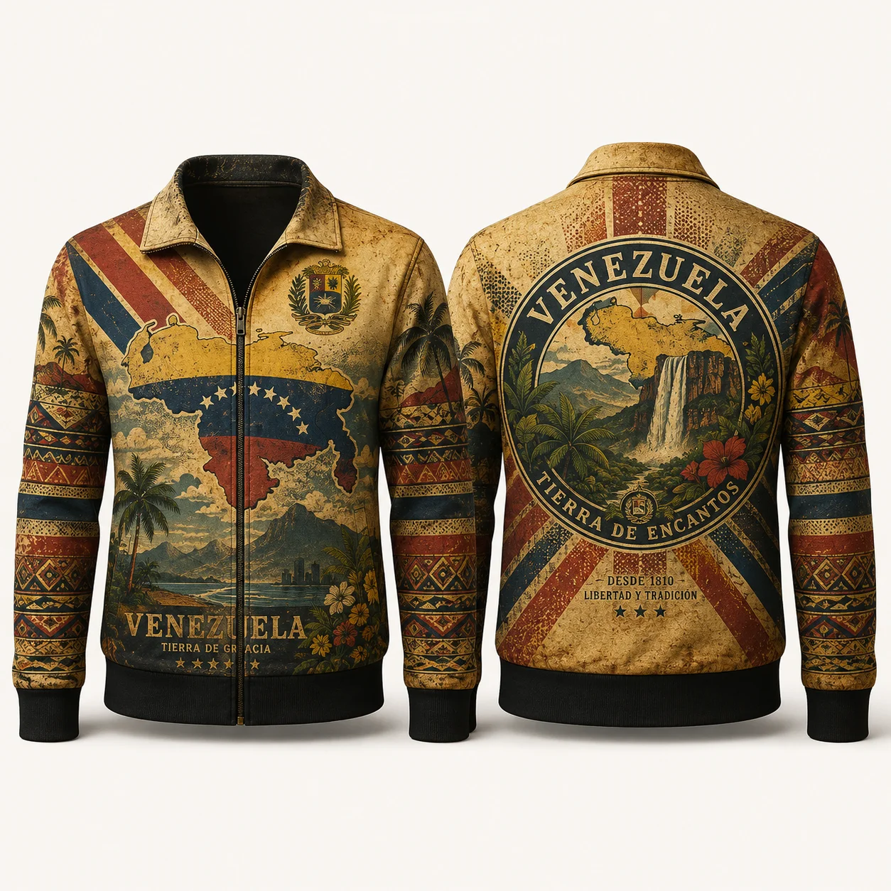 Venezuela 3D Print Jacket National Coat Graphic Jackets Yellow Red Blue Flag Style Zip Up Coat Casual Streetwear Outerwear