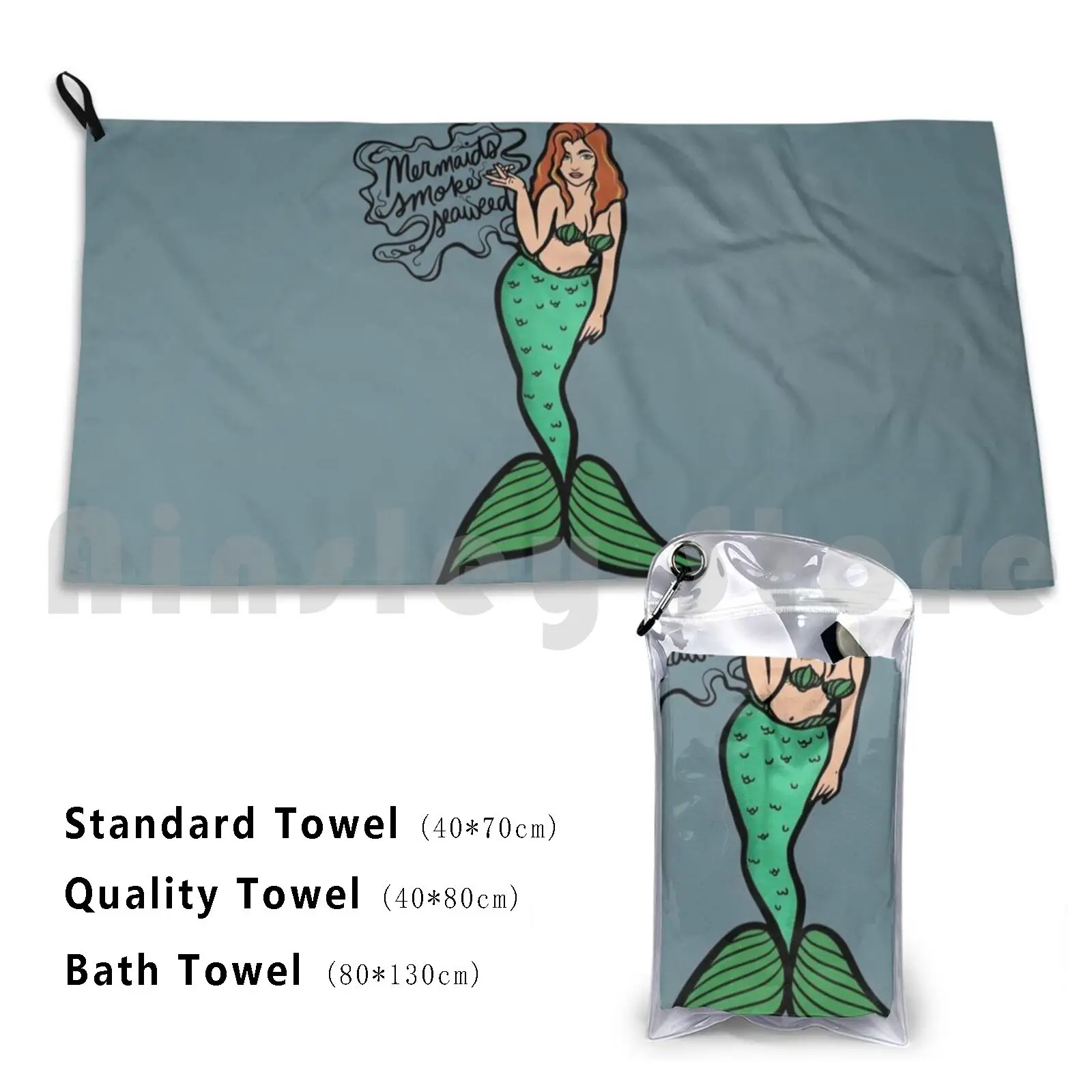 Mermaids Smoke Seaweed Custom Towel Bath Towel Mermaids Smoke Seaweed Weed Pot Mermaid Mermaids Smoker 420