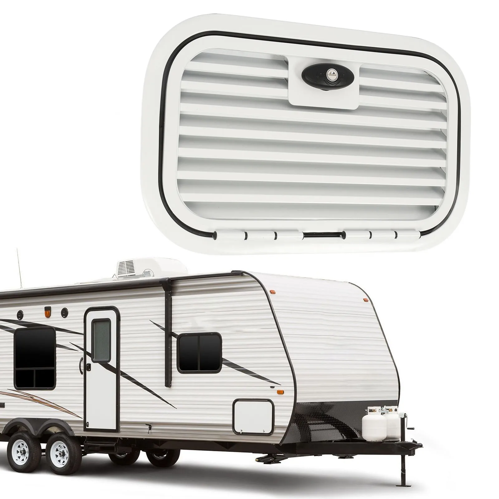 26×14inch RV Compartiment Deur Geventileerde Grill Aluminium Zware Lading Opslag Deur voor RV Camper Trailer