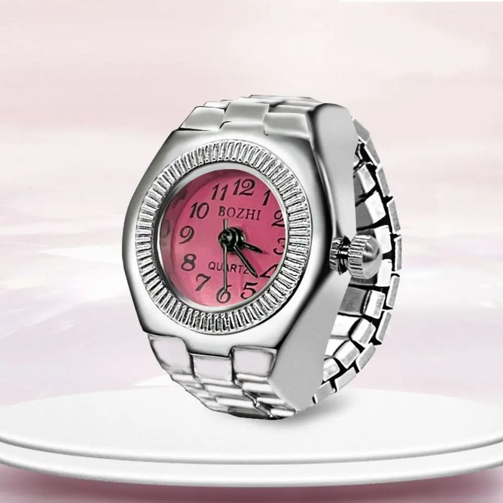 Y2K Mini Fingeruhr Ringe Kreative Gummiband Uhren Paar Ringe Legierung Römische Quarzuhr Ringe