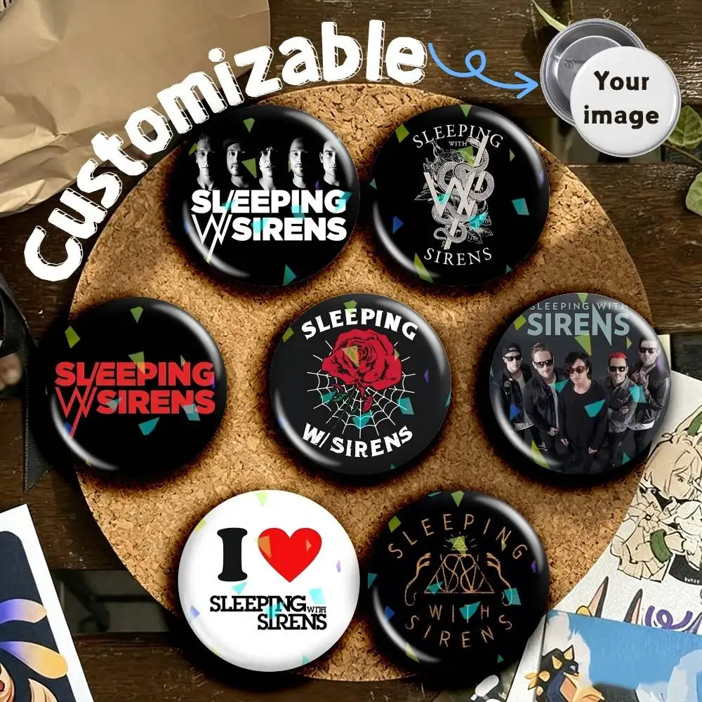 Kellin SWS Band S-Sleeping with Siren-S Round Brooch Pins, Personalized Badges With Broken Glass Design Fashion Accessory
