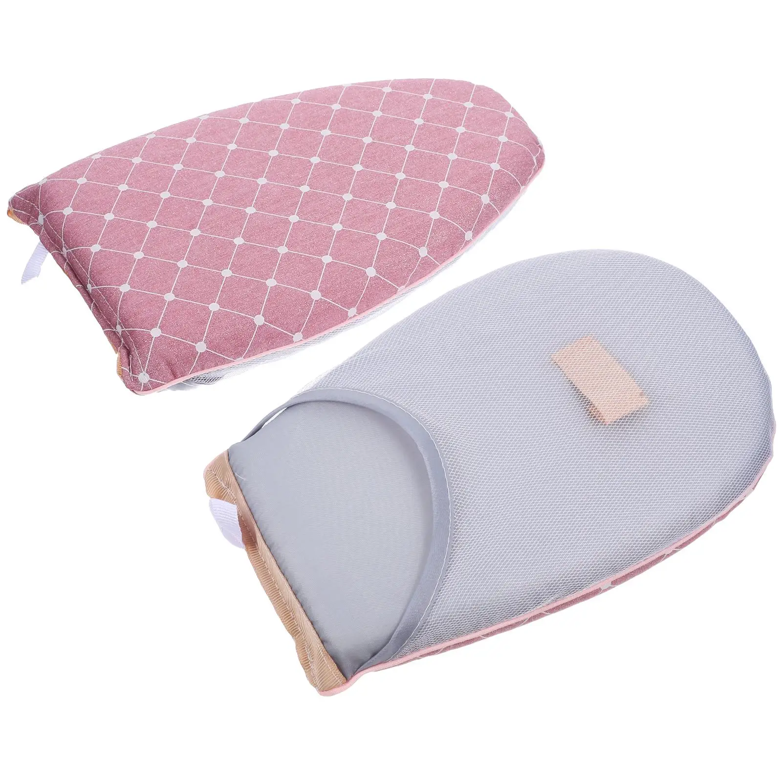 

2 Pcs Mini Handheld Ironing Board Cotton Net Heat Resistant Mitt Gloves With Finger Loops For Safe Clothes Steaming
