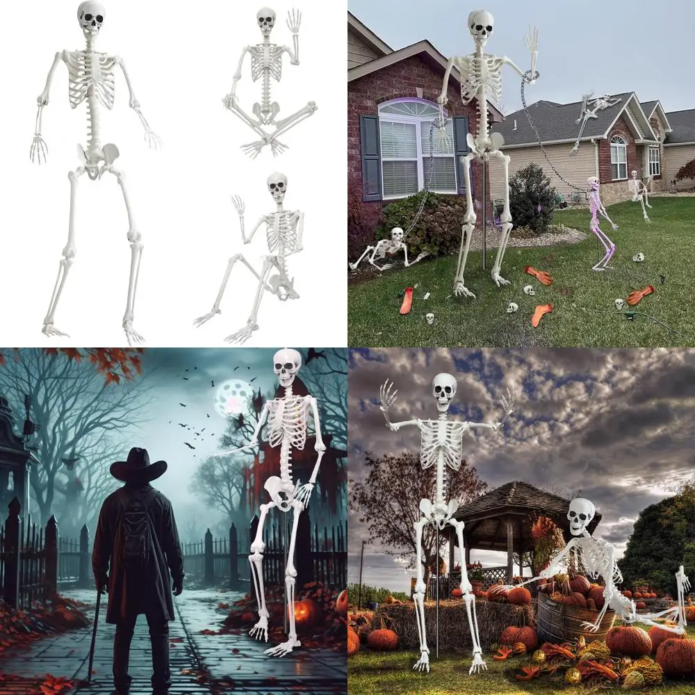 

Life-Size Posable Halloween Skeleton - Realistic Full Body with Movable Joints - 7.9ft/240cm Tall Giant Skeleton for Haunted Dec