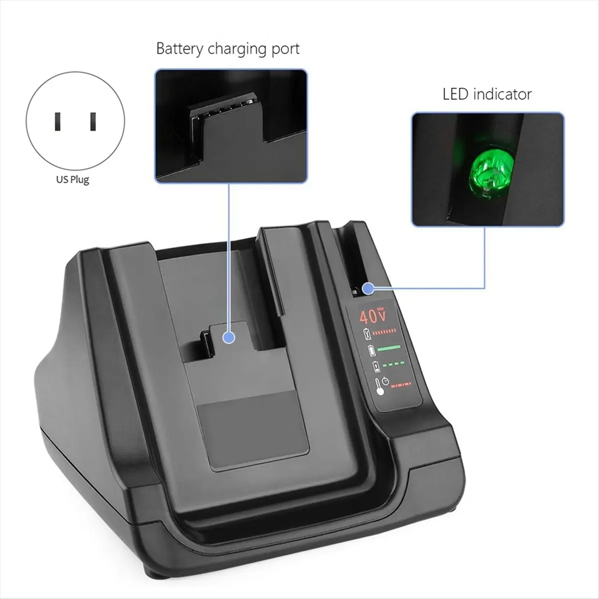 DIGITALBUY For 40V Battery Charger LCS40 LCS36,for 36V 40V Battery LBX2040 LBXR36 LCS1240 US PLUG