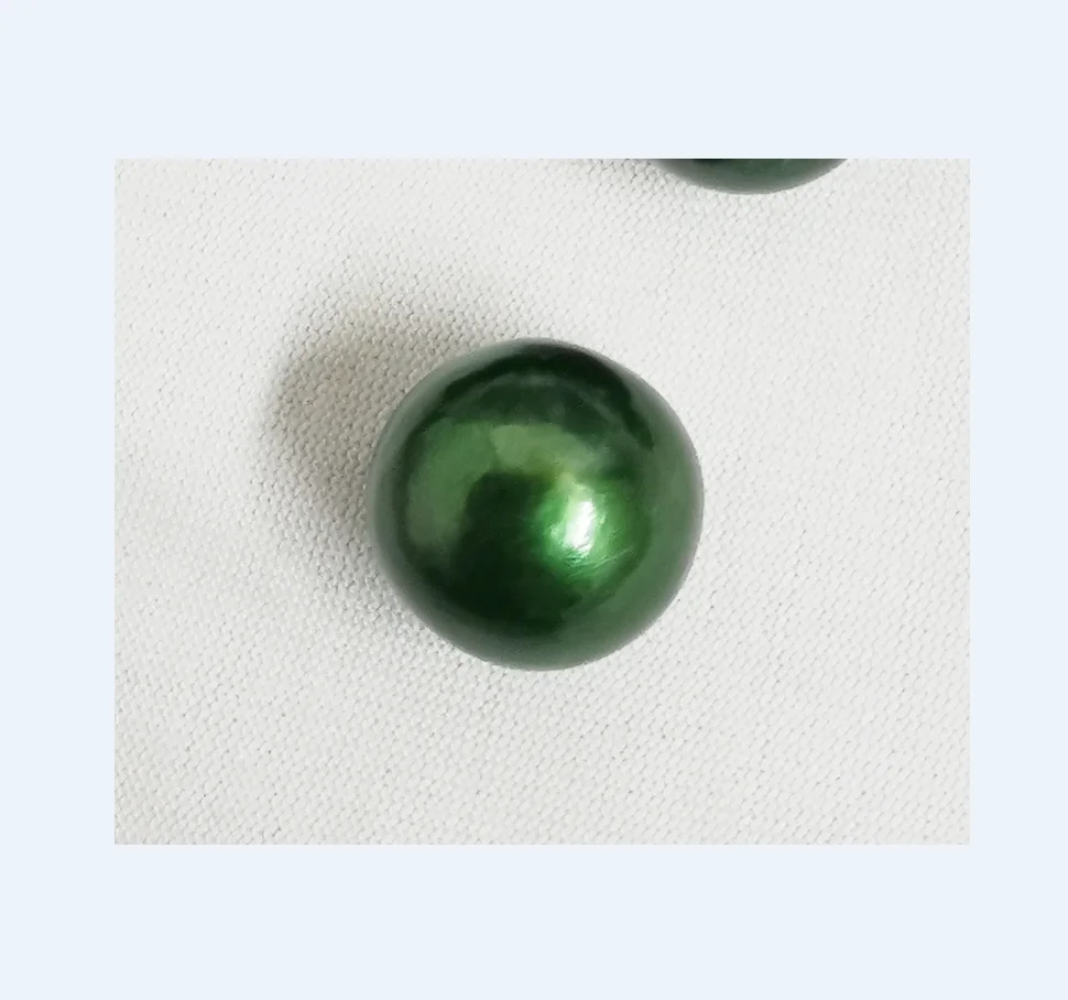 

Huge 11-12mm Green Round Loose Pearl Half Drilled