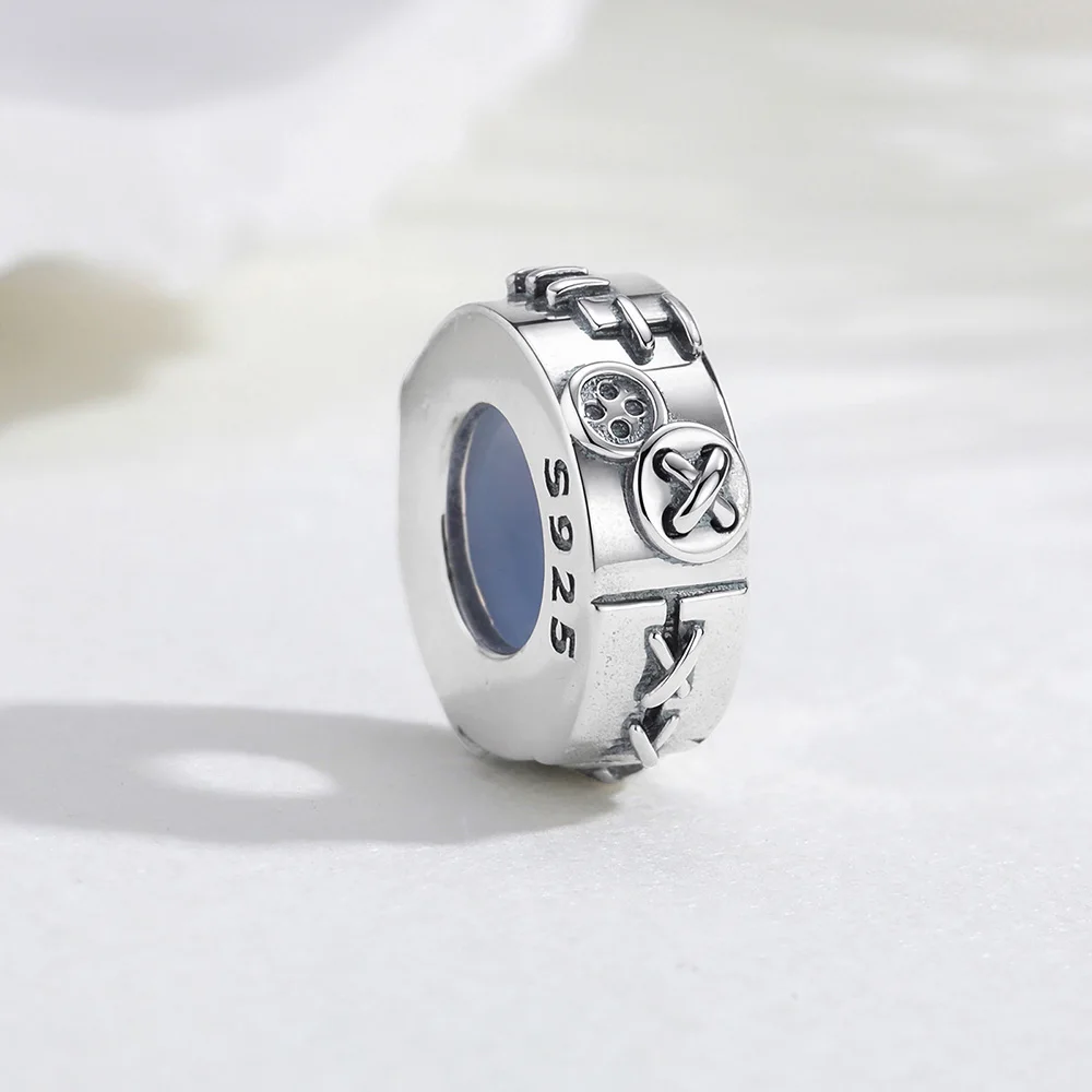 925 Sterling Silver Charm Sewing Button Patch Positioning Button Fits Original Bracelets Jewelry Gifts For Women Craft Lover