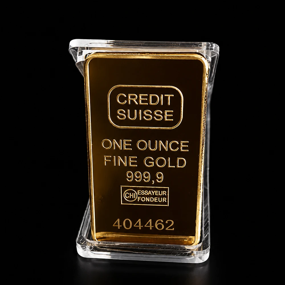 1pcs 1 OZ Gold Bar Suisse - 24K Gold Plated Bullion Ingot, Investment, Collectible, Precious Metal Gift