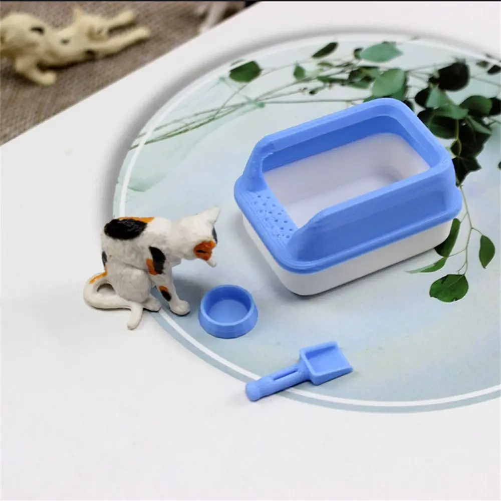 3Pcs/set Fashion 1:12 Dollhouse Cat Litter Box Miniature Mini Doll Home Decoration Model Shovel DIY Accessories Toy