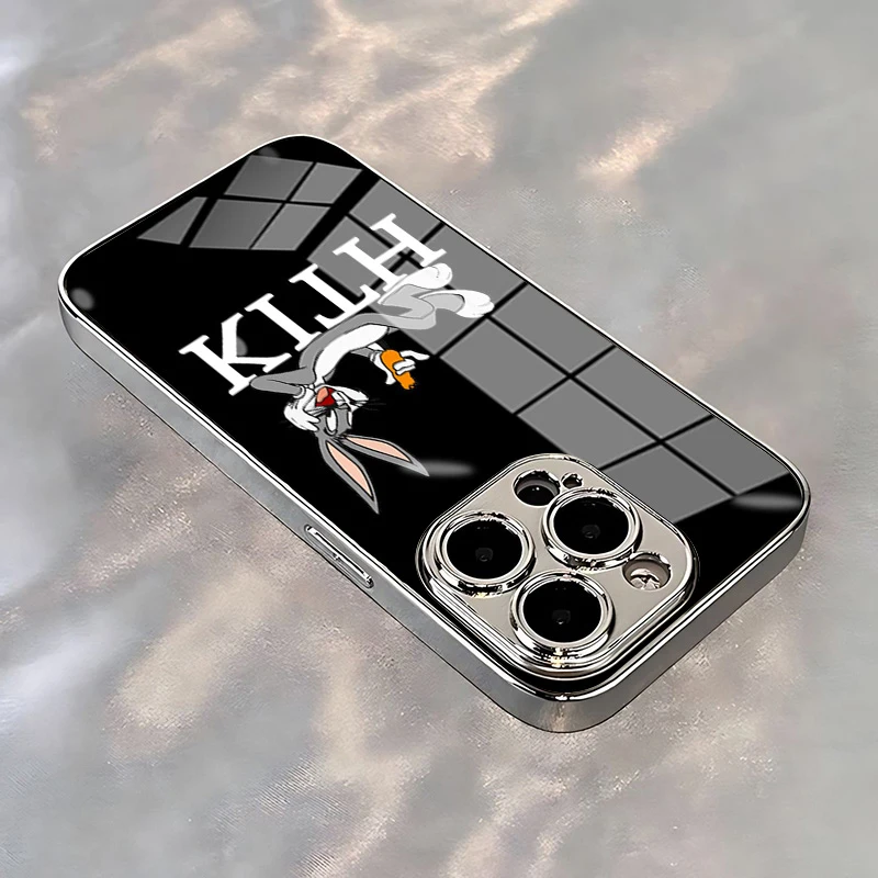 Trendy brand Phone Case for IPhone 16 15 14 13 12 Mini 11 Pro XS Max XR X 8 7 6 Plus K-KITH Bugs Bunny Tempered Glass Cover