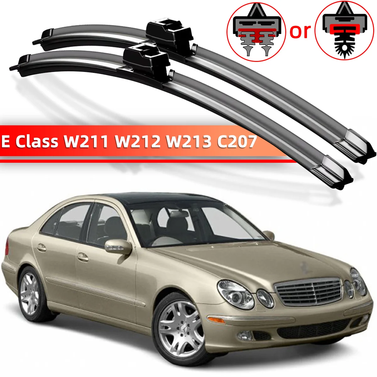 Wycieraczka samochodowa pasująca do Mercedes Benz E Class W211 W212 W213 C207 2002-2023 Wycieraczka z warstwą gumy naturalnej 2009 2010 2014