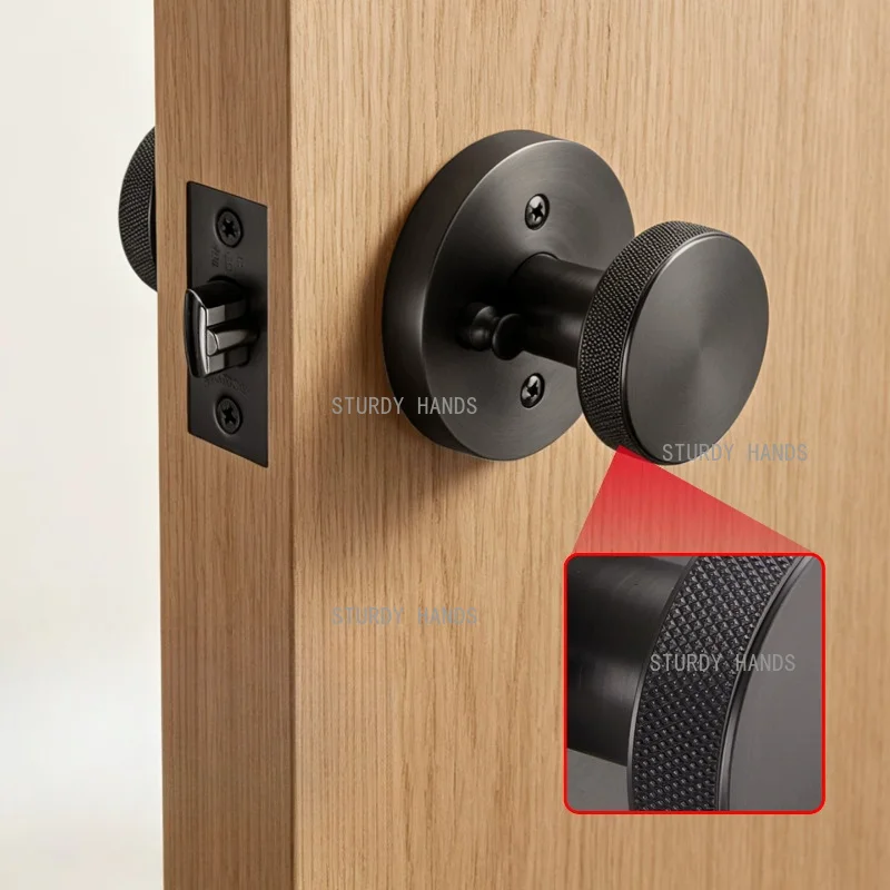 1 set Home rolled flower handle Bathroom lock, keyless single tongue lock for bathroom