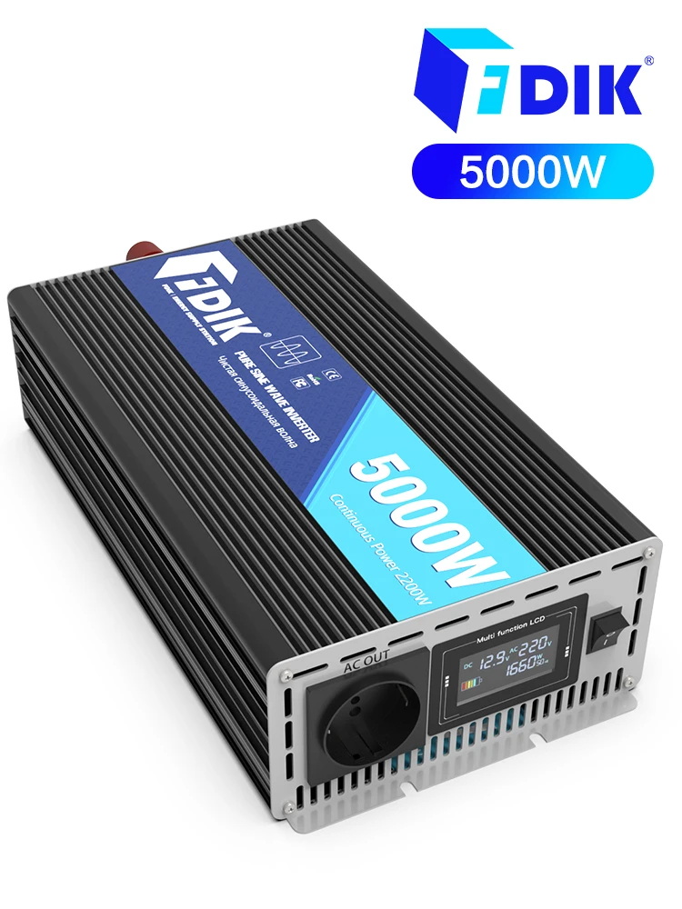 FDIK-omvormer 5000W zuivere sinusgolf, met kleurenscherm, 12V en 24V zijn niet compatibel, selecteer de juiste ingangsspanning - afbeelding 2
