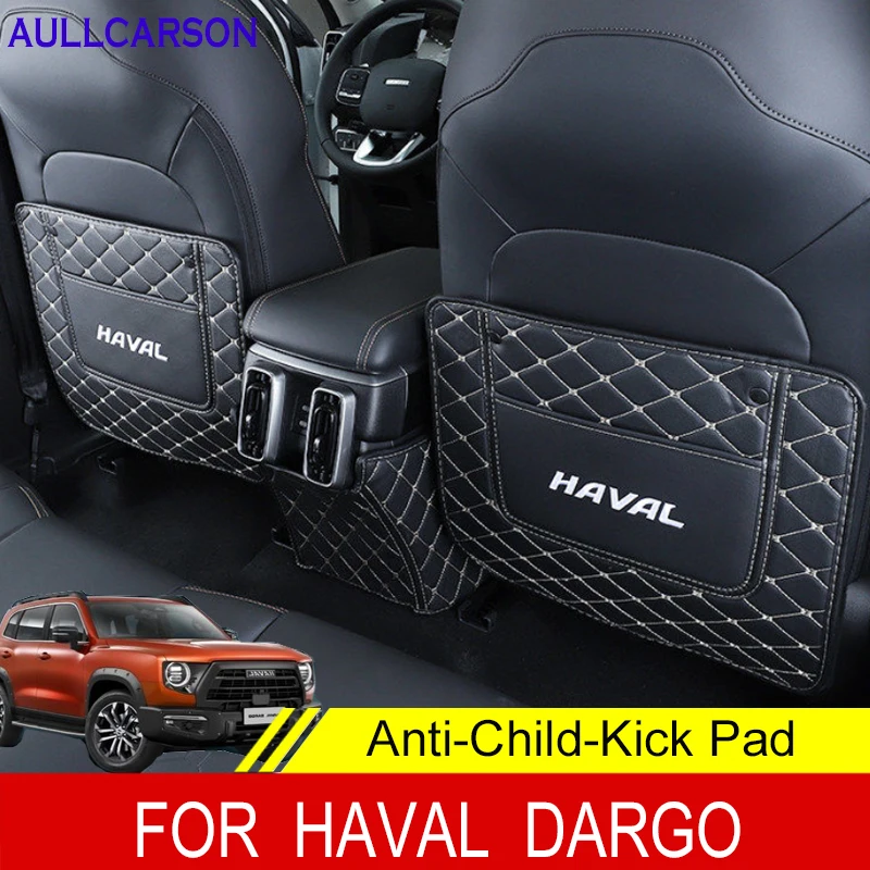 For Haval Dargo 2022 2021 Car Anti Child Kick Pad Interior Seat Back Anti Dirty Protective Leather Cover Waterproof Accessories