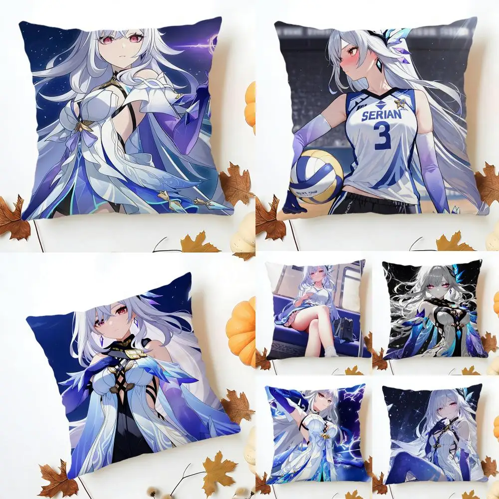 

Genshin Skirk Cushion Cover Washable Linen Pillowcase Soft for Sofa Bed Cozy Home Room Decor