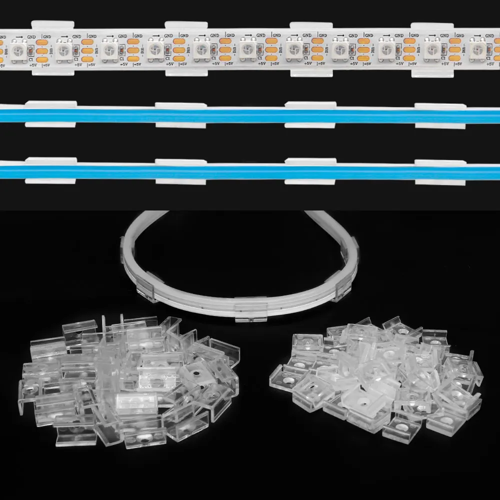 RGB LED Strip Fix Clips Plastic Mounting Holder Connector Accessories For Fixing 2835 5050 Neon Light Fastener Plastic Buckle