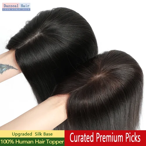 Imagen 1 del producto Base de seda Dazzeal, adornos de cabello humano europeo para mujer, extensión de Clip Ins, postizo, cobertura sin costuras, adornos indetectables