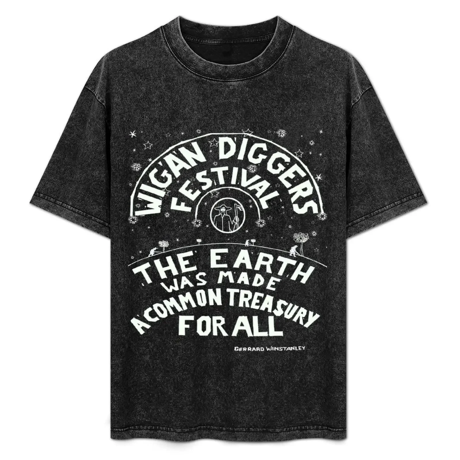Wigan Diggers Festival fond sombre encre claire T-Shirt garniture T-shirts homme noir hommes vêtements