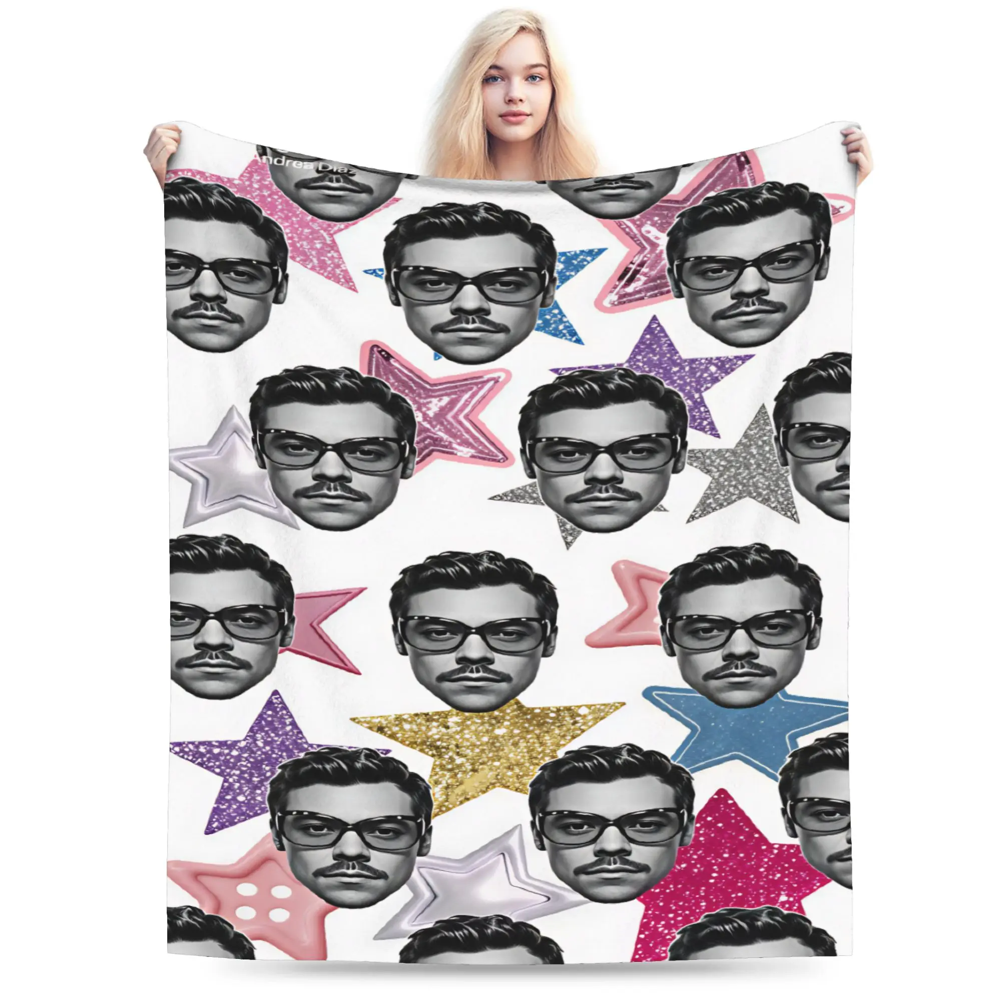 Harrys S-Styles Kiss Al the Time Bedding Throws Cozy Pattern Blanket  For Outdoor Camping Flannel Bedspread Bed Cover
