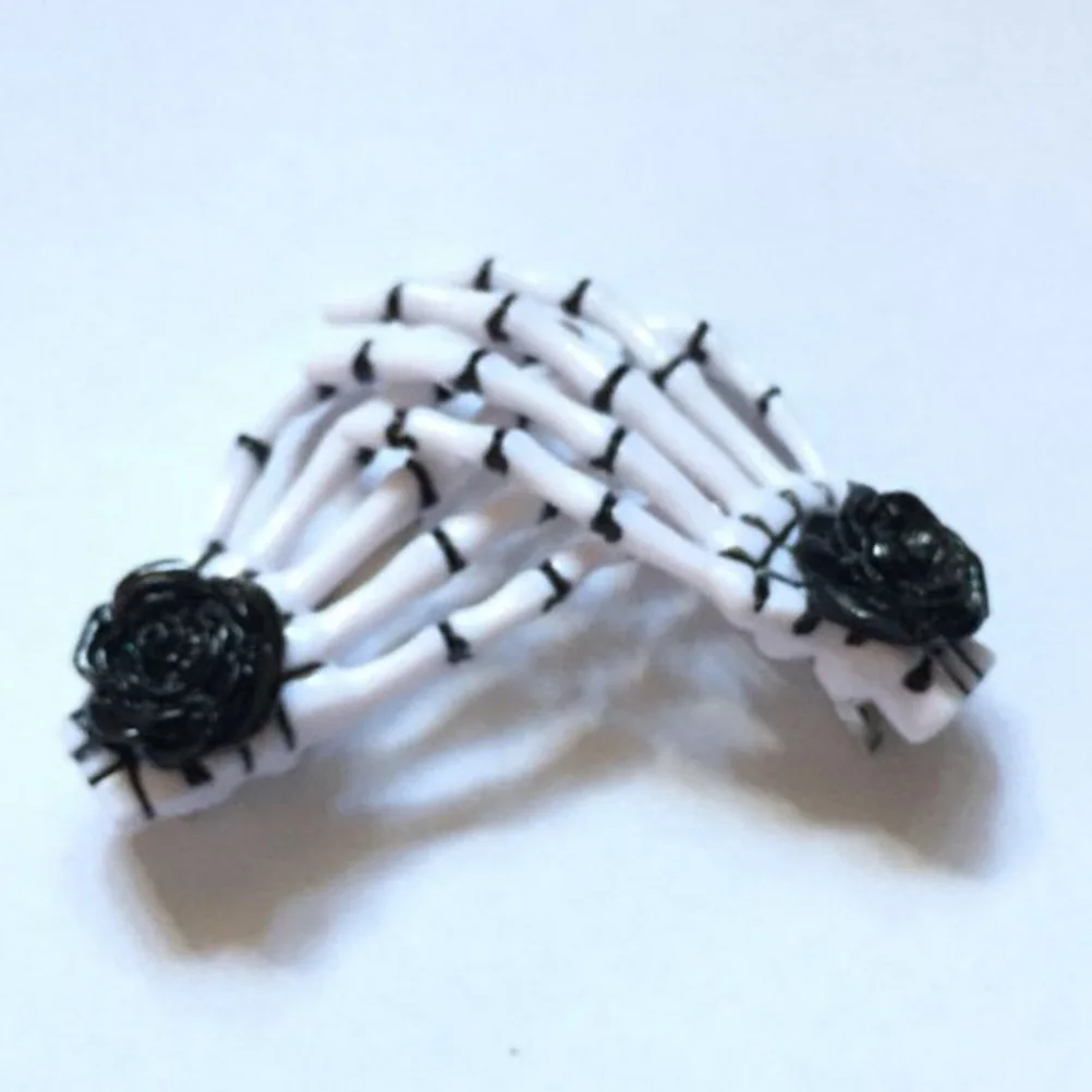 

2pcs 1 Pair Black Women Girls Claw Hairpin Punk Style Eye-Catching Hand Bone Clip For Hair Clothes Accessories