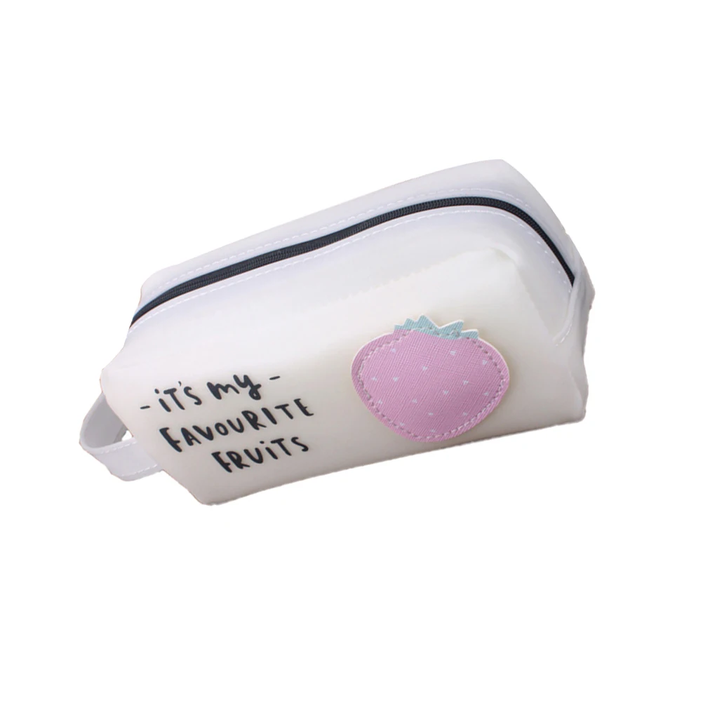 

Strawberry Pencil Case Cute Fruit Design Stationery Bag Girls Boys Students Zipper Closure Multifunctional Pouch Storage School