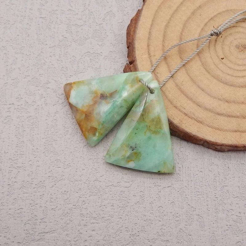 Natural Stone Chrysocolla Earring Beads,Fashion Jewelry DIY Gemstone Earrings Accessories For Women 26x20x5mm 6g