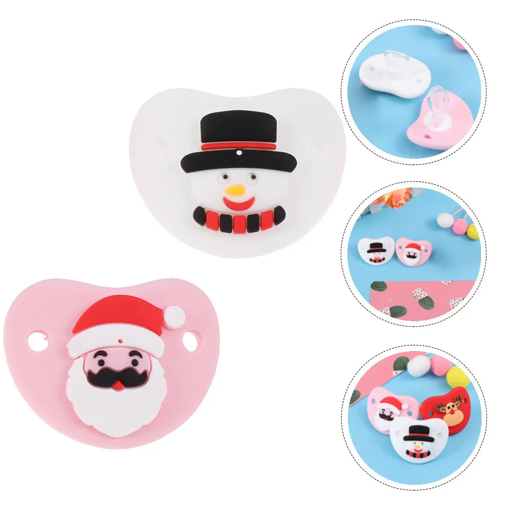 2Pcs Silicone Soothers Mini Portable Odorless Pacifiers for Infant Comfort Cartoon Reusable Baby Soothers Infant Pacifiers