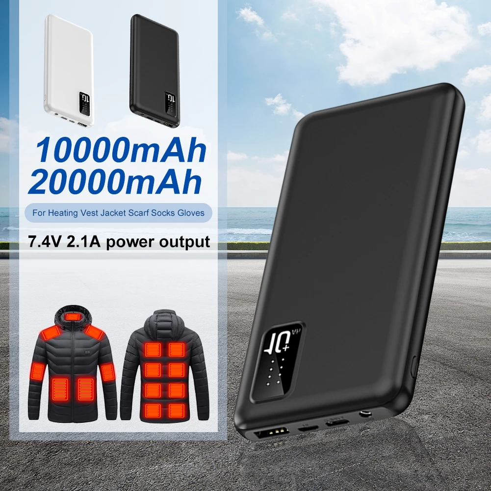 20000mAh Power Bank Mini External Battery Charger Pack For Heating Jacket Sweater Socks Gloves Electric Heating Equipment
