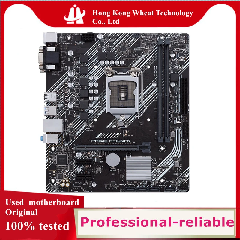 Usado para intel prime H410M-K placa-mãe original h410 ddr4 64gb lga 1200 usb3.0 sata3 pci-e 3.0 desktop mainboard