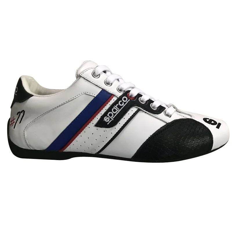Zapatillas bajas de karting SPARCO de cuero genuino; zapatillas de entrenamiento planas, informales, antideslizantes y resistentes al desgaste para exteriores