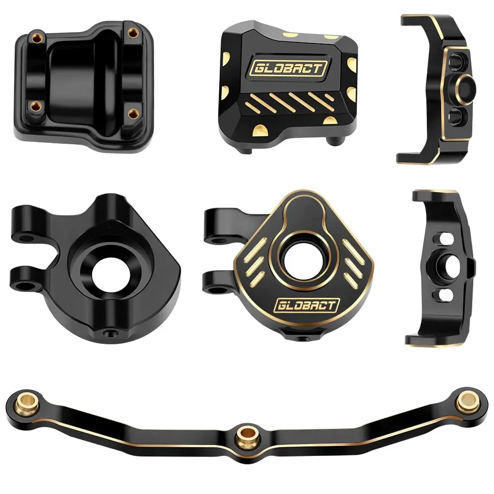 GLOBACT Brass Kit for 1/18 TRX4M Steering Links Steering Blocks Knuckle Caster Blocks C-Hubs Axle Cover 75g RC Crawler Upgrade