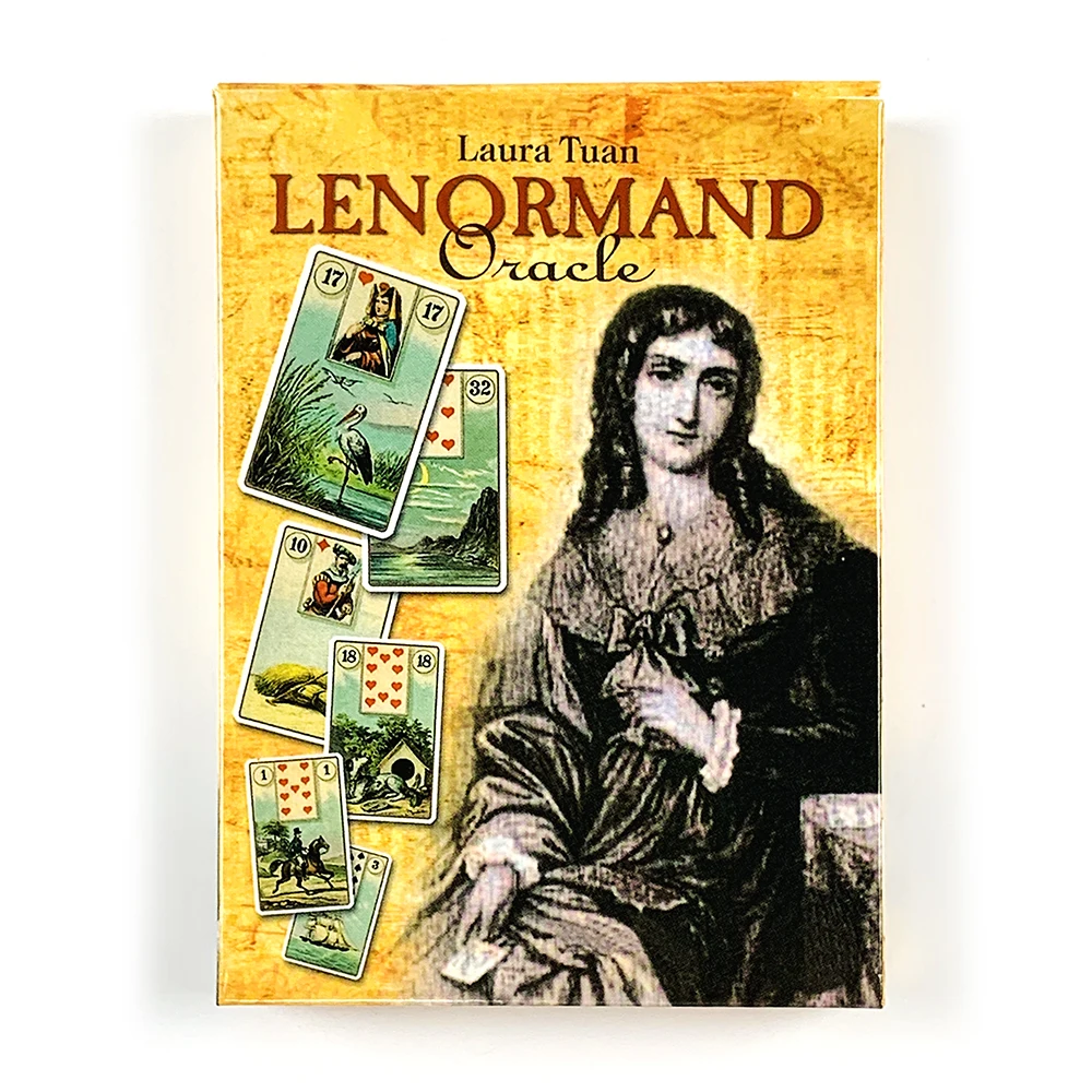 Cartes d'Oracle Laura Tuan Lenormand, 36 Cartes, Parchemin Jaune Vintage, Jeu de Divination Lenormand, Jeu de Société Classique de Devinettes