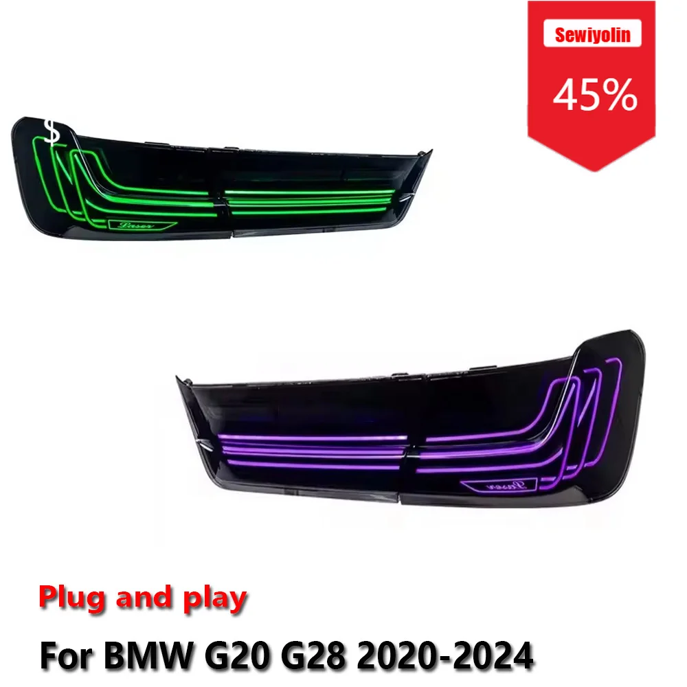 

Sewiyolin Car LED RGB Tail Light Assemblies For BMW G20 G28 2020-2024 Auto Fog DRL Brake Turn Signal Lamp Plug and Play
