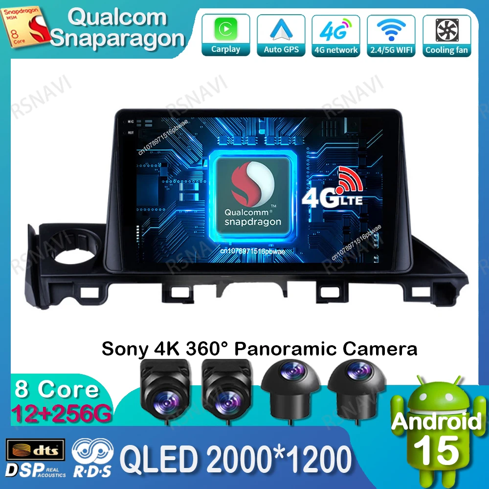 

Android 15 Car Radio For Mazda 6 Atenza 3 2016 2017 2018 BT Qualcomm Head Unit 5G WIFI Viedo Player GPS 4G LTE Multimedia Stereo