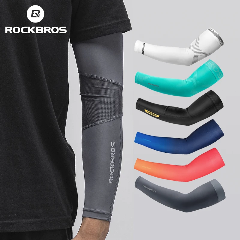 ROCKBROS Summer Arm Sleeves Men Women Sunscreen Ice Silk Fishing Running Cycling Arm Sleeves Golf Bicycle Outdoor Sports Sleeves