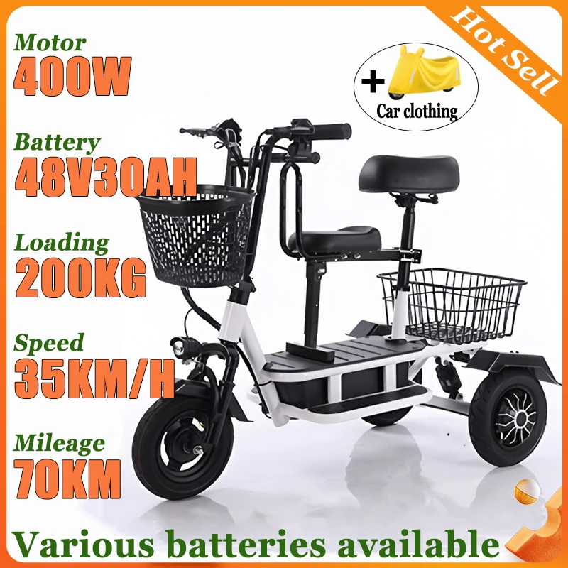 

Складной самокат для взрослых, с длительным сроком службы, большая корзина для инвалидов, электрический трехколесный велосипед для отдыха, несколько цветов, электрический самокат для пожилых людей