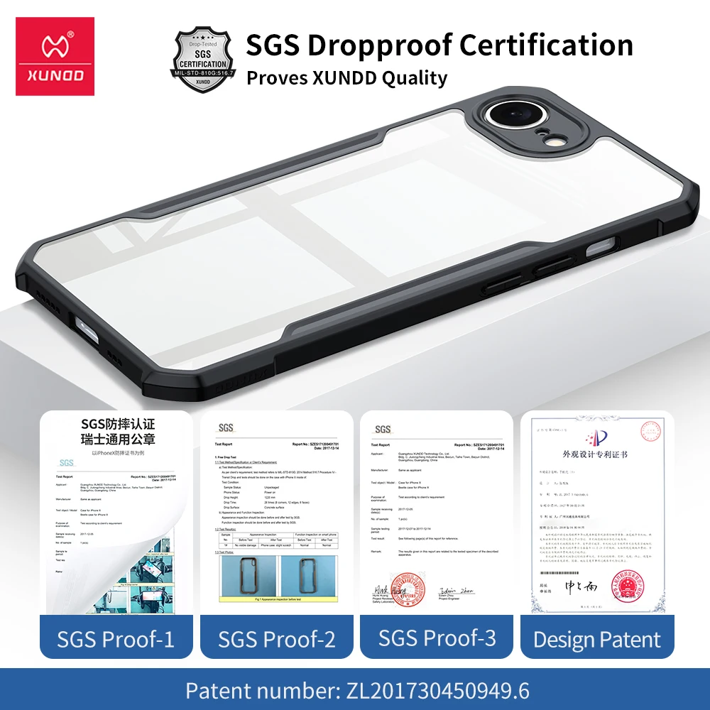 Etui Xundd do iPhone 17e 16e, odporne na wstrząsy z poduszkami powietrznymi, ochronne etui PC+TPU, odporne na żółknięcie i odciski palców. — zdjęcie produktu 6
