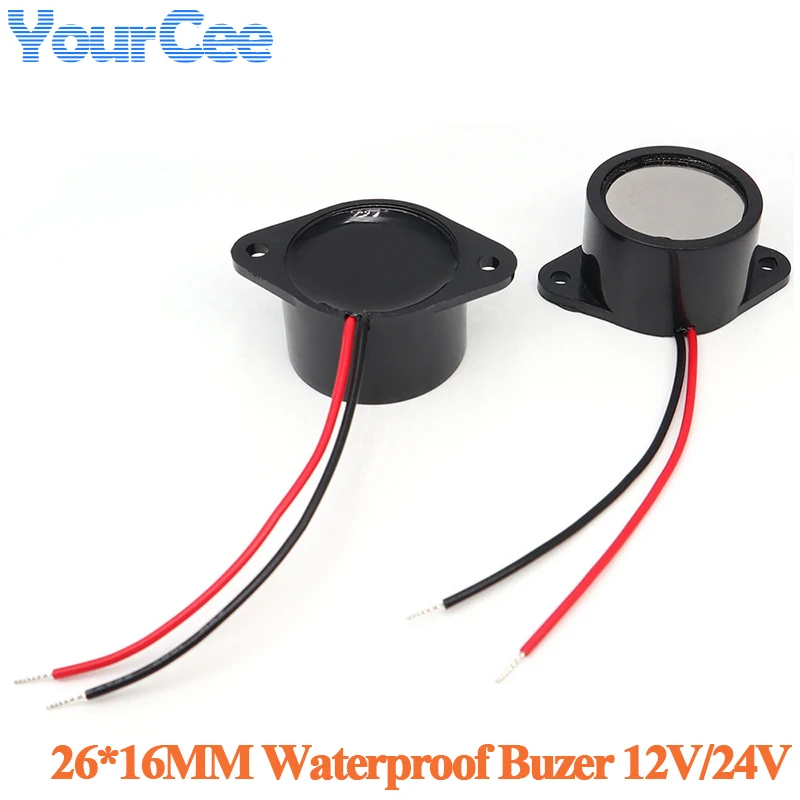 5pcs/1pc Waterproof 2616 Active Piezoelectric Buzzer 12V 24V 26*16MM Buzzer Alarm SpeakerSealed Continuous Speaker 26X16MM Diy