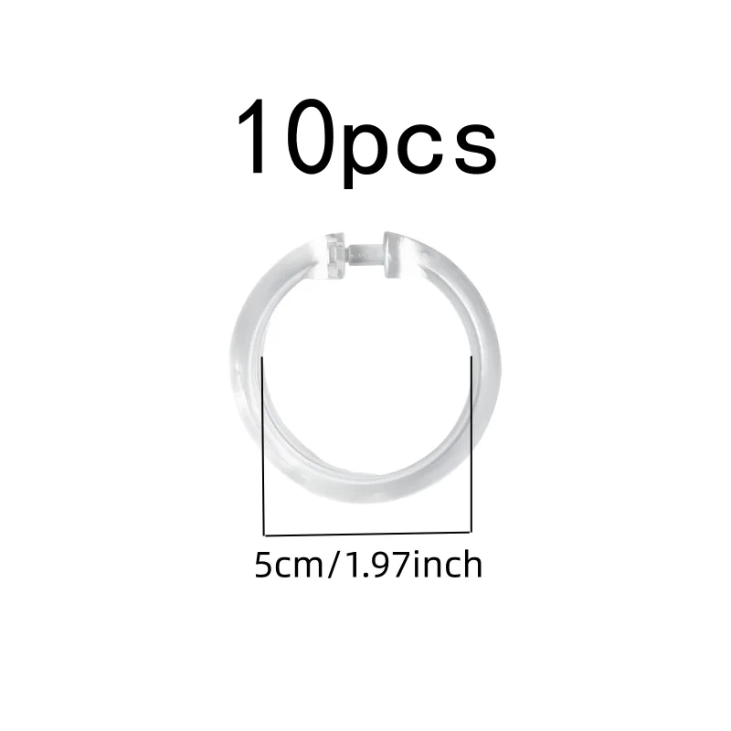 10 pcs Transparent Bath Rings, Smooth Glide Design, Home Bath Area Moisture Environment, Easy Snap-On Closure