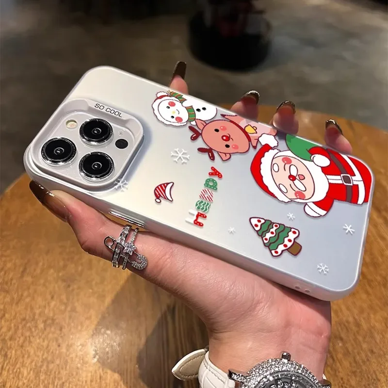 Happy New Year reindeer Santa Claus For iPhone Case 16 15 14 13 12 11 Pro XR XS Max 7 8 Plus Phone Shockproof Y2K Girl Cover