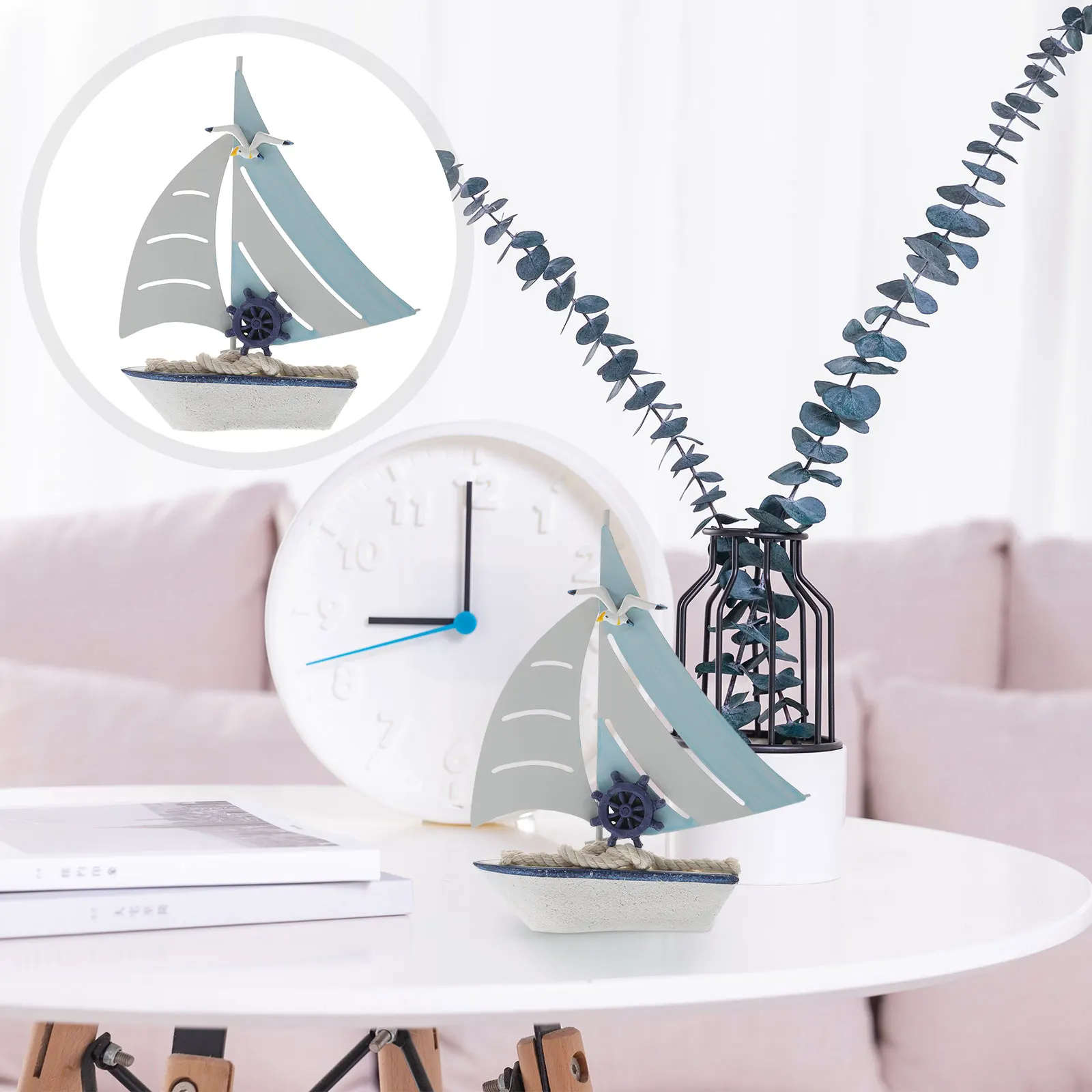 

Ship Decorative Ornaments Nautical Boat Model Iron Coastal Decoration Mediterranean Sailboat