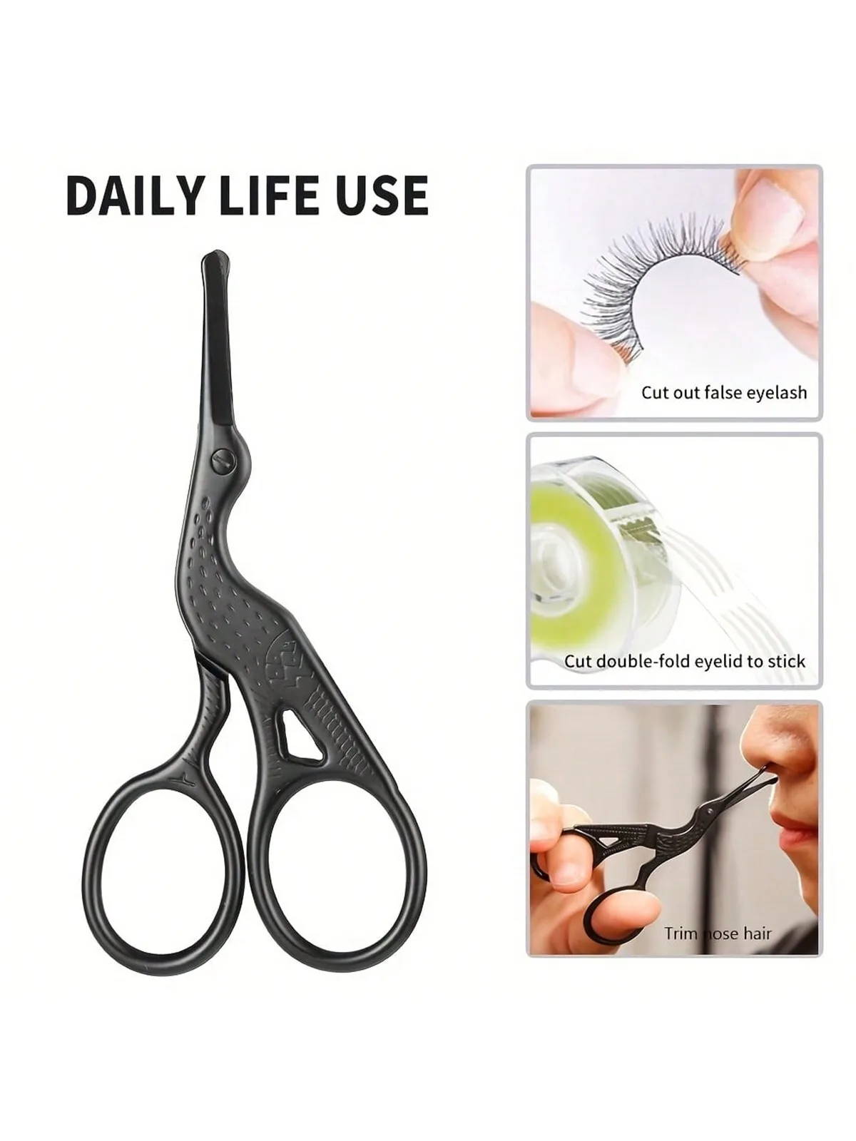Nose Hair Scissors, Stainless Steel Rounded Tip Trimmer, Precision Eyebrow Scissor, Safe Facial Hair Grooming Tool, Compact for view 2