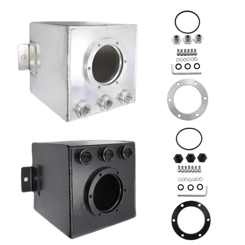 Modified racing car built-in 2L single-hole fuel pump aluminum alloy fuel tank auxiliary fuel tank AN6 silver black