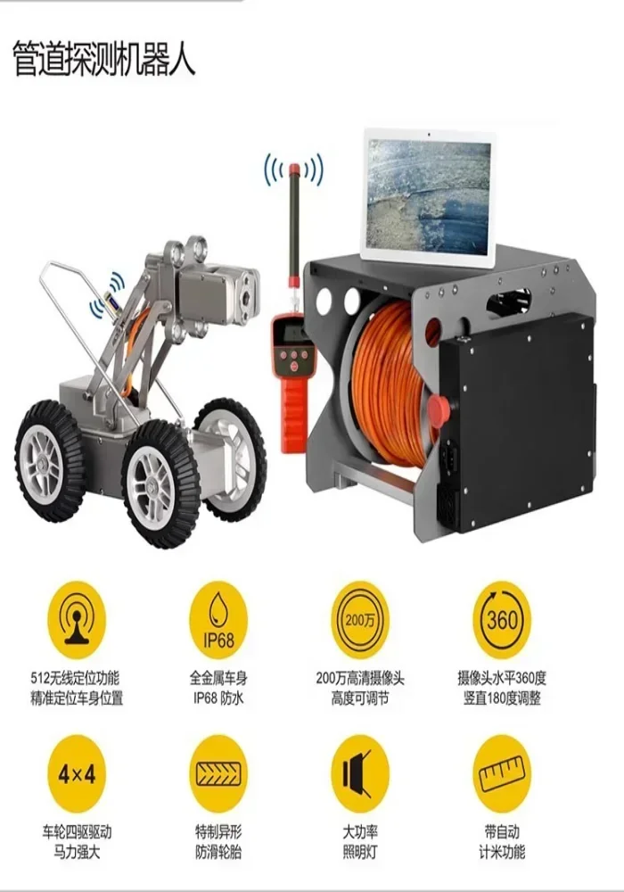 For  Pipeline Crawling Robot Municipal Industry Sewer Pipe Detection Robot Pipeline Robot camer