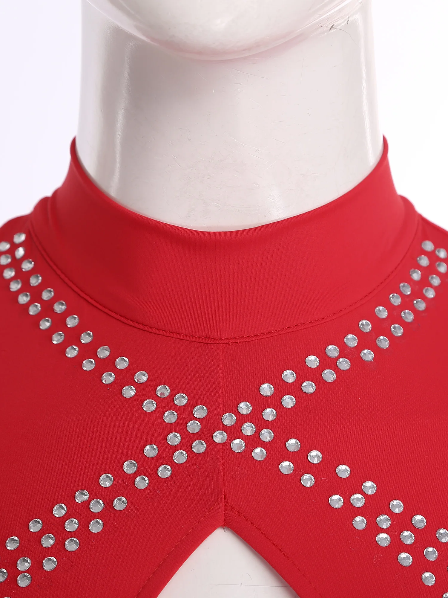 

Women Elegant Gymnastics Dance Jumpsuit Front Cutout Lyrical Dance Romper with Matching Long Gloves for Yoga Ballet Dancewear