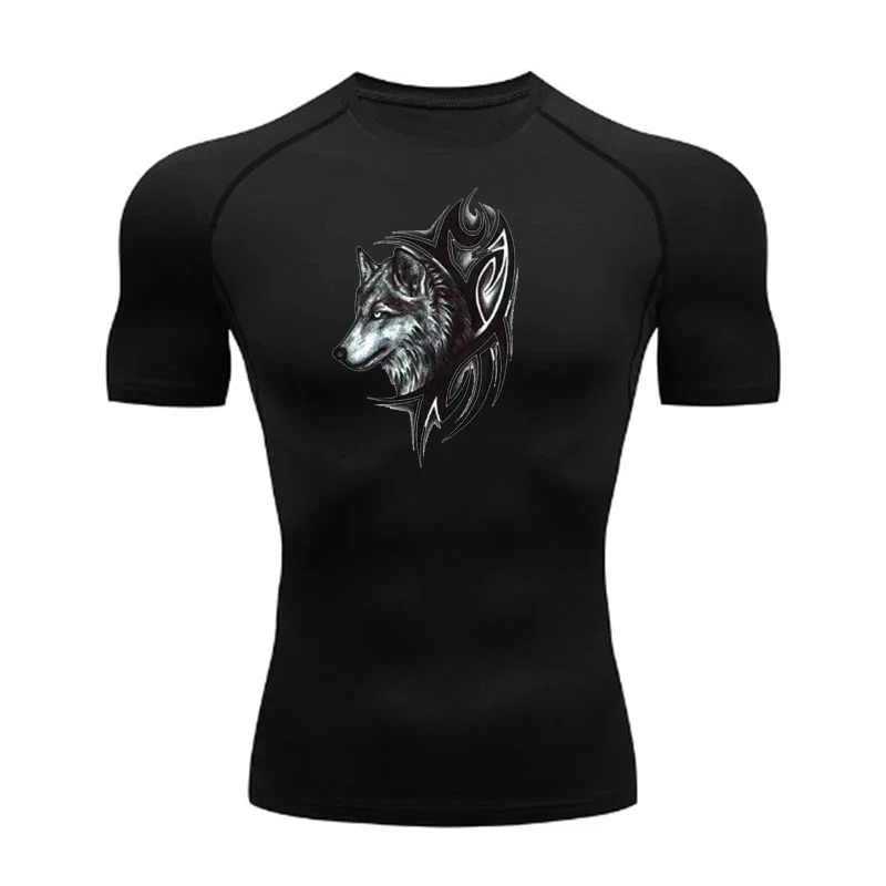 

Wolf men's T-shirt fashion casual top sports fitness T-shirt