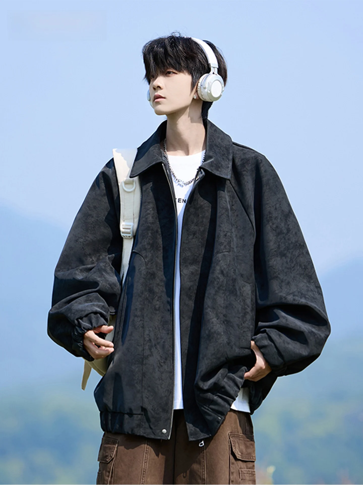 

Мужской кожаный джет в стиле ретро, весна-осень 2025, новый повседневный американский кожаный жилет большого размера, моющийся